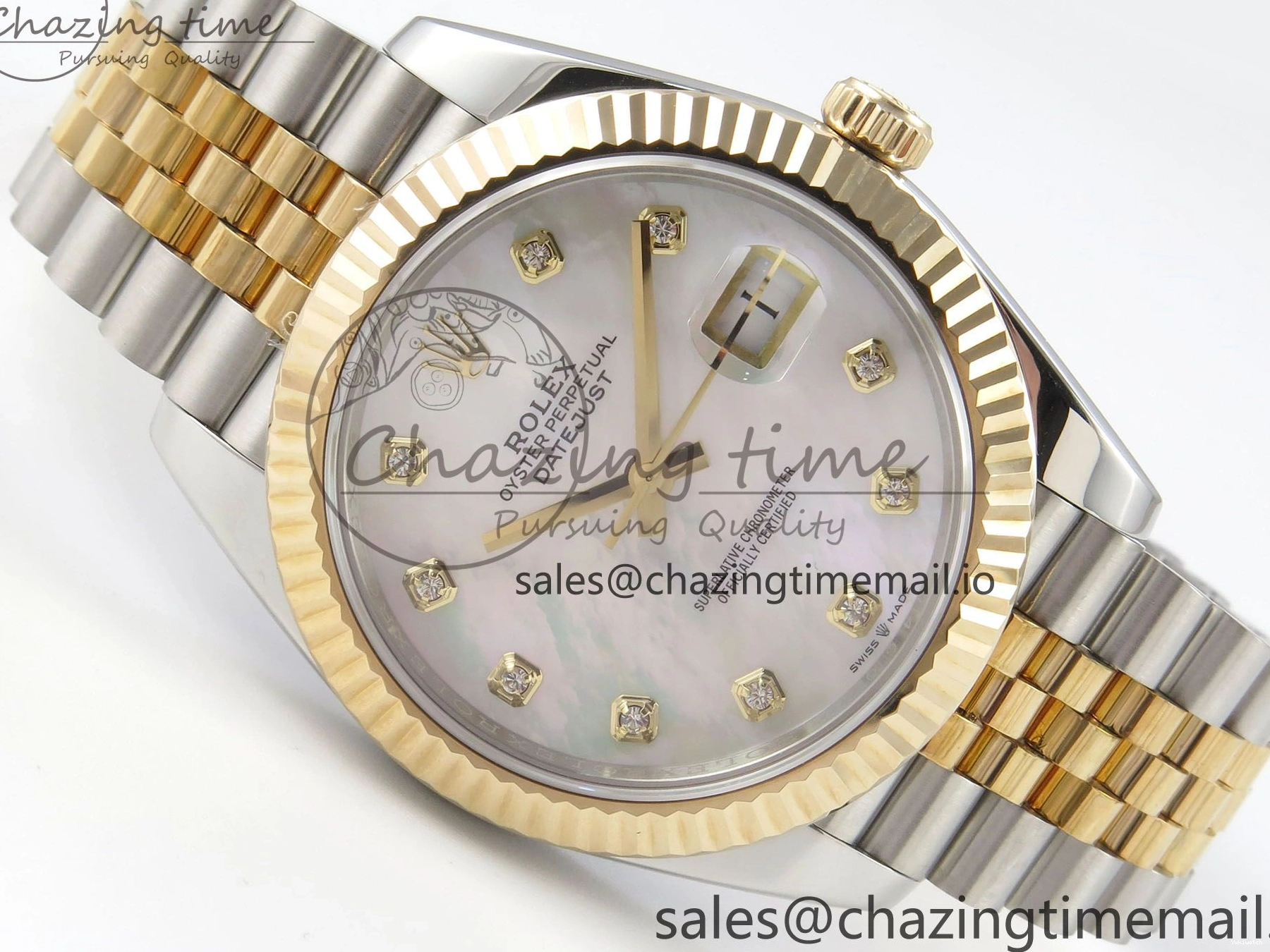 on Edition MOP DateJust White SS 41mm SS Bracelet Jubilee YG Dial Best 126333 3EF YG Diamond SA3235 1:1 0416